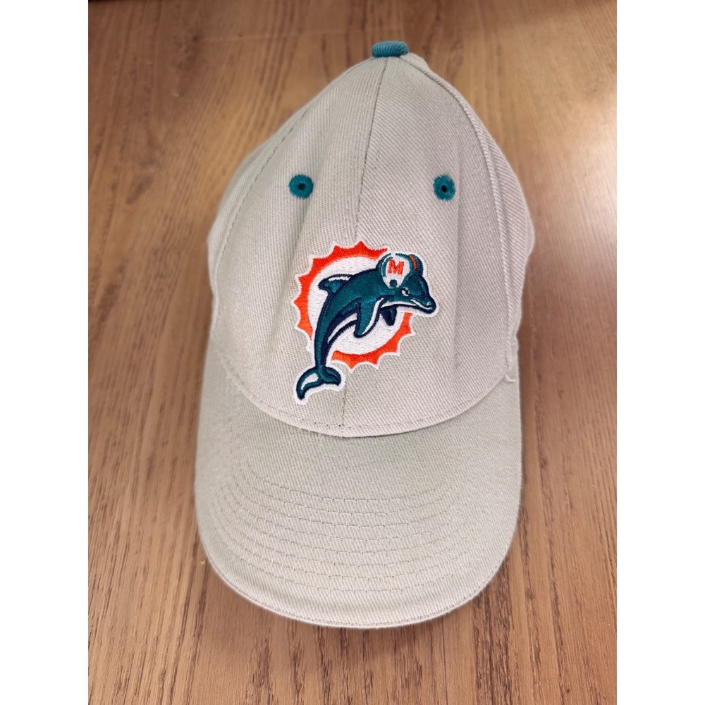 Miami Dolphins 90's Genuine NFL Hat Adjustable Strap Vintage Cap Tan Dad Hat - Picture 1 of 5